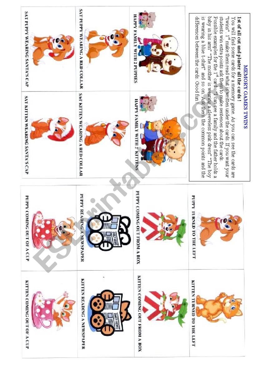 Game for oral expression worksheet