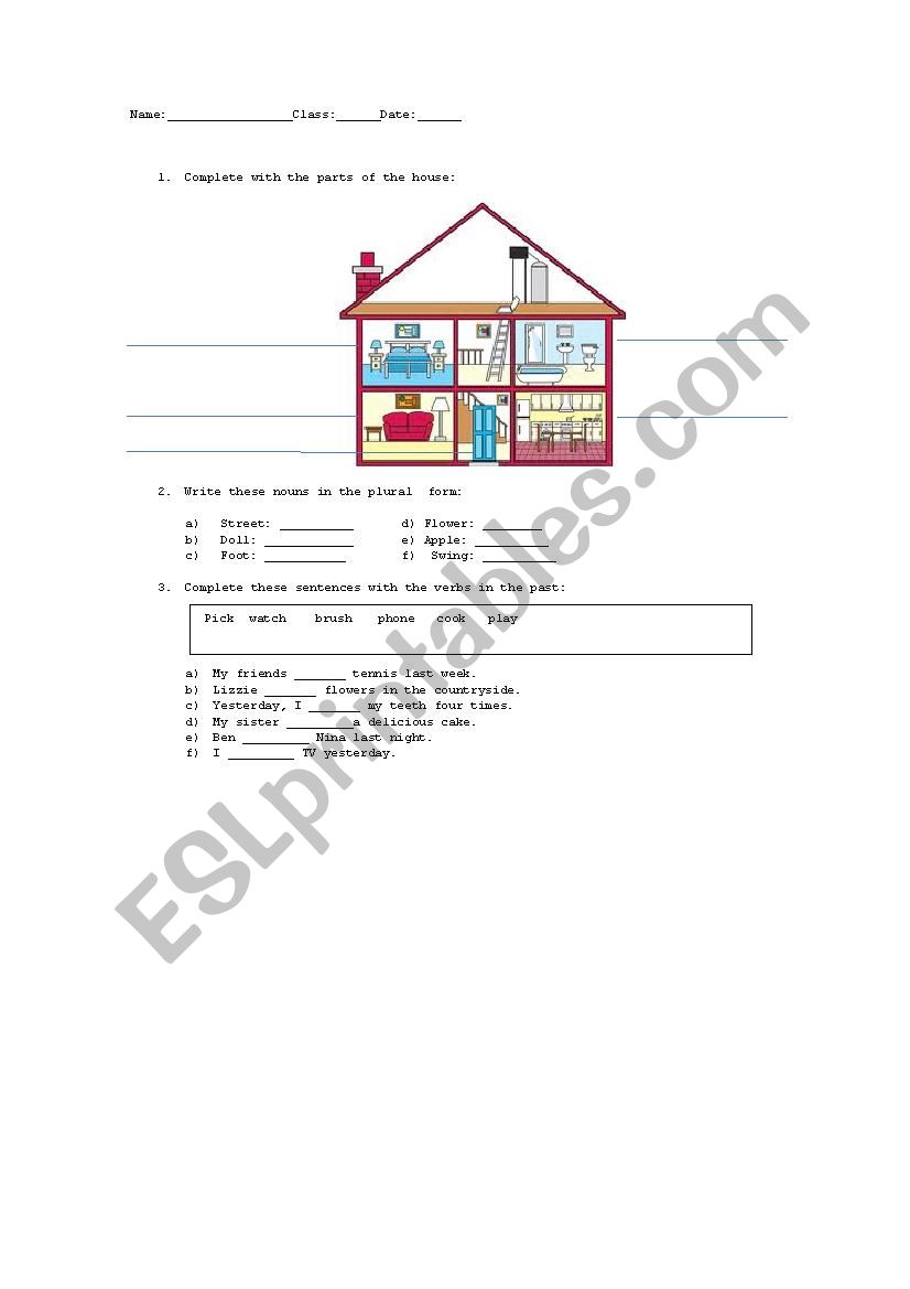 House vocabulary and past simple