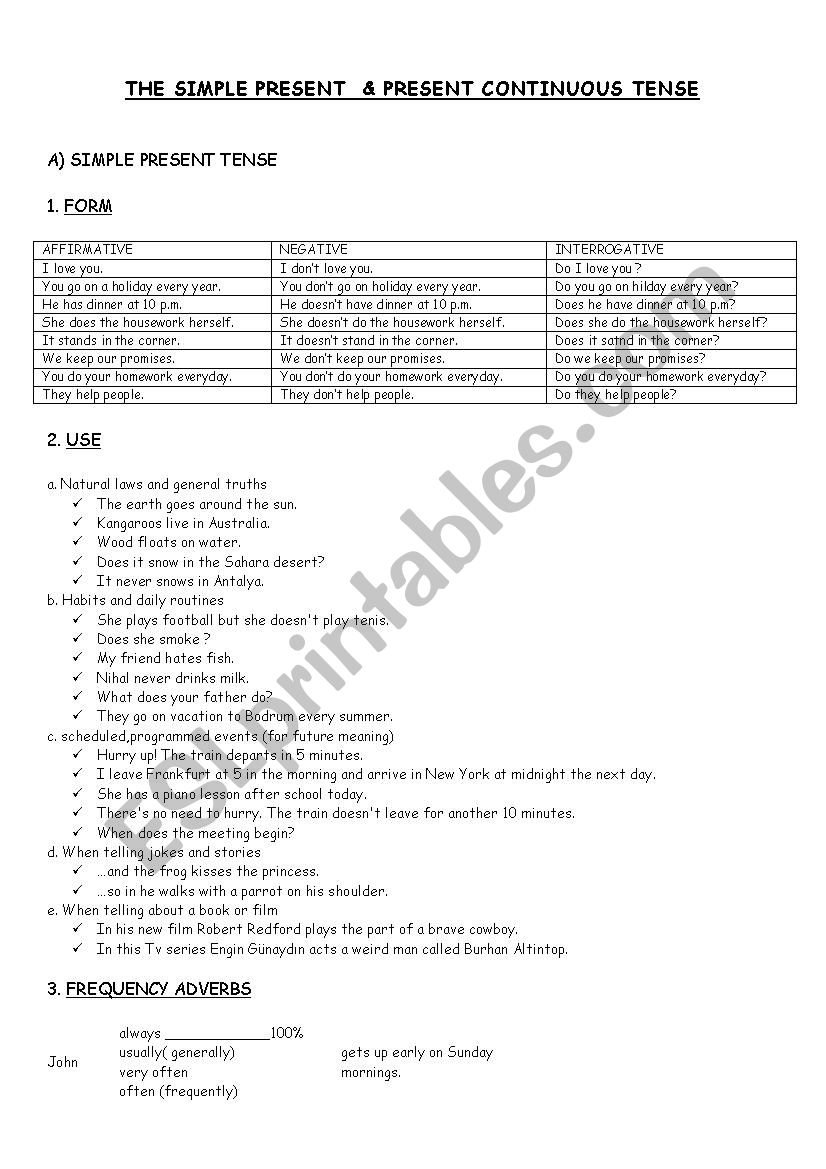 Present Simple&Present Continuous Tense