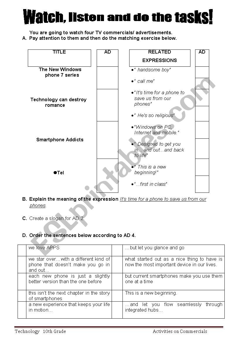 Technology worksheet