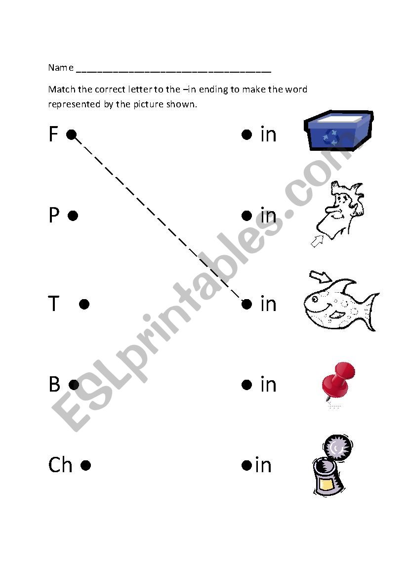 Words Ending in -in worksheet