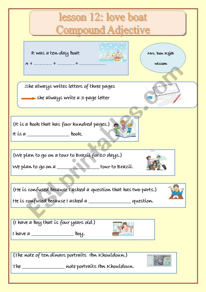 compound adjectives  worksheet