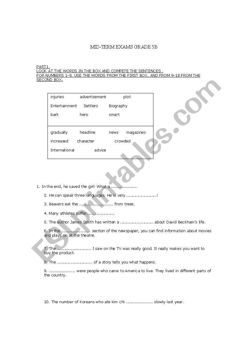 general test worksheet