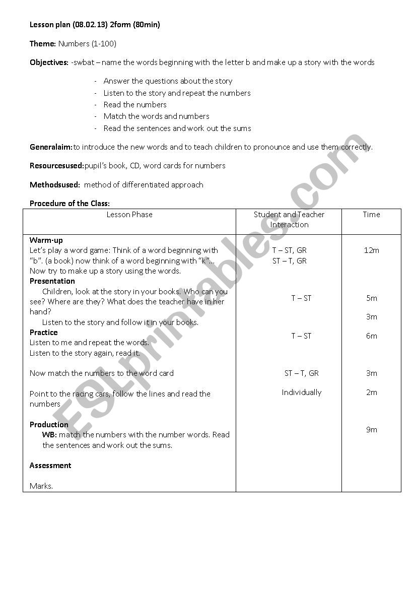 Lesson Plans worksheet