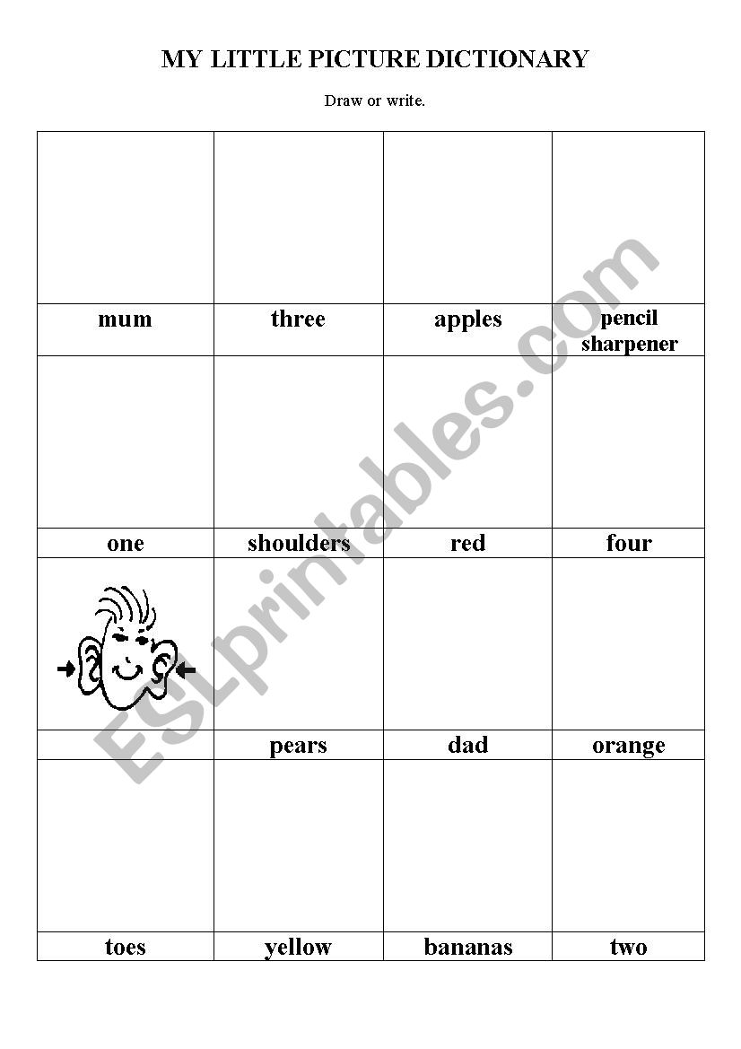 My little picture dictionary worksheet