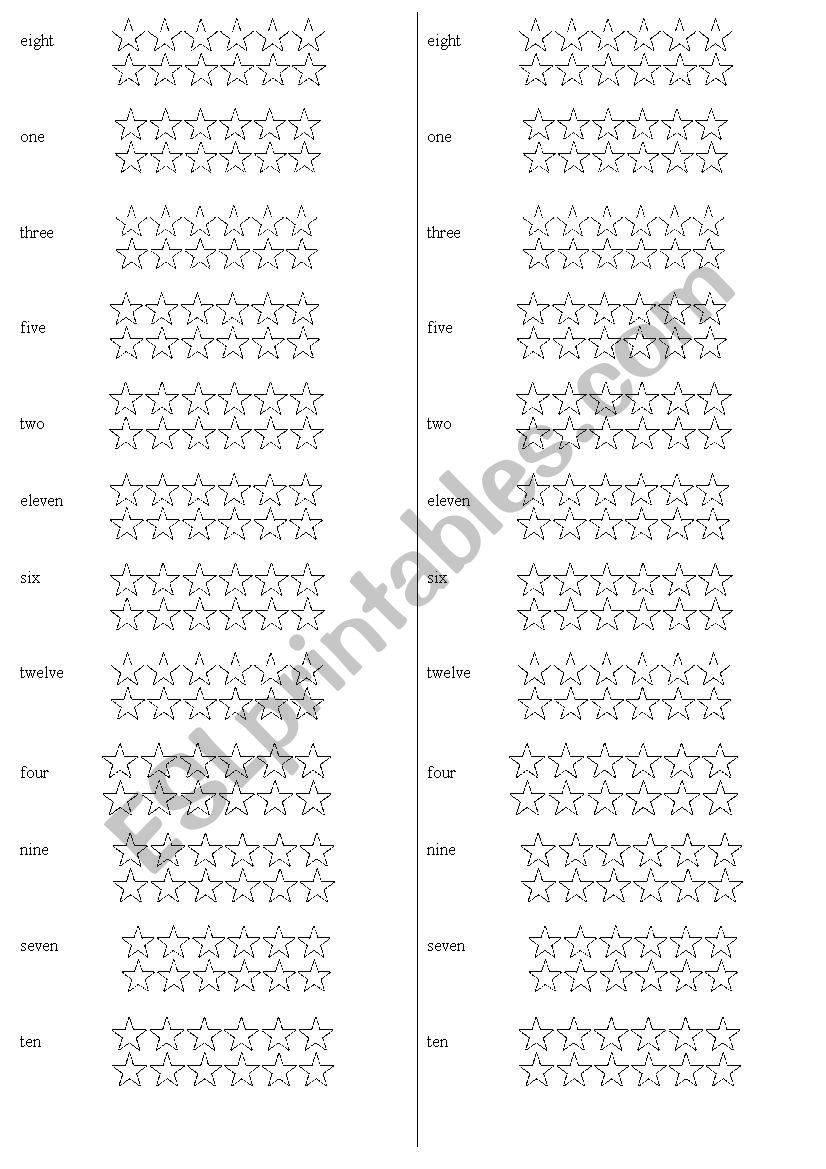 Numbers 1-12 worksheet