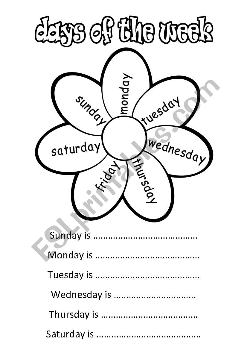 Days Of The Week Colouring Pages