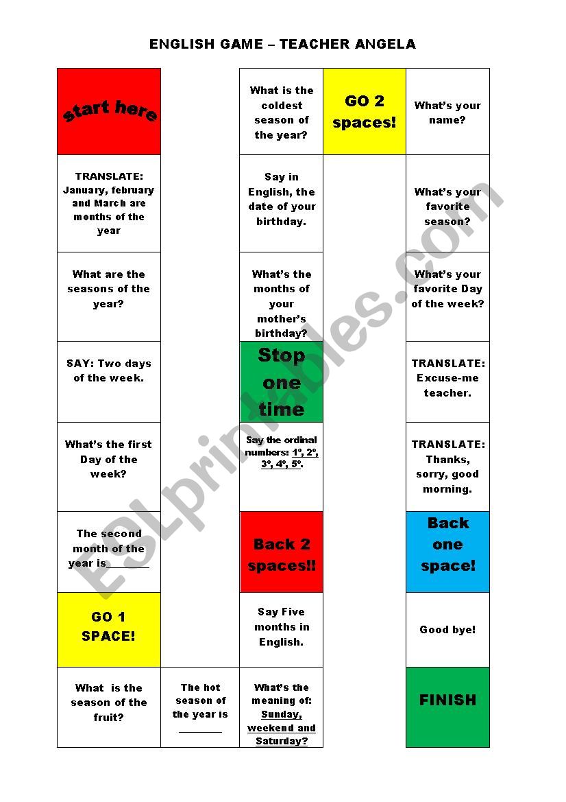 Months, Days and Seasons worksheet