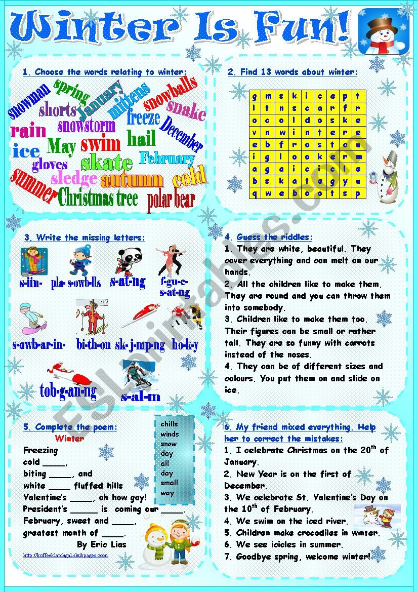 Winter Is Fun! worksheet