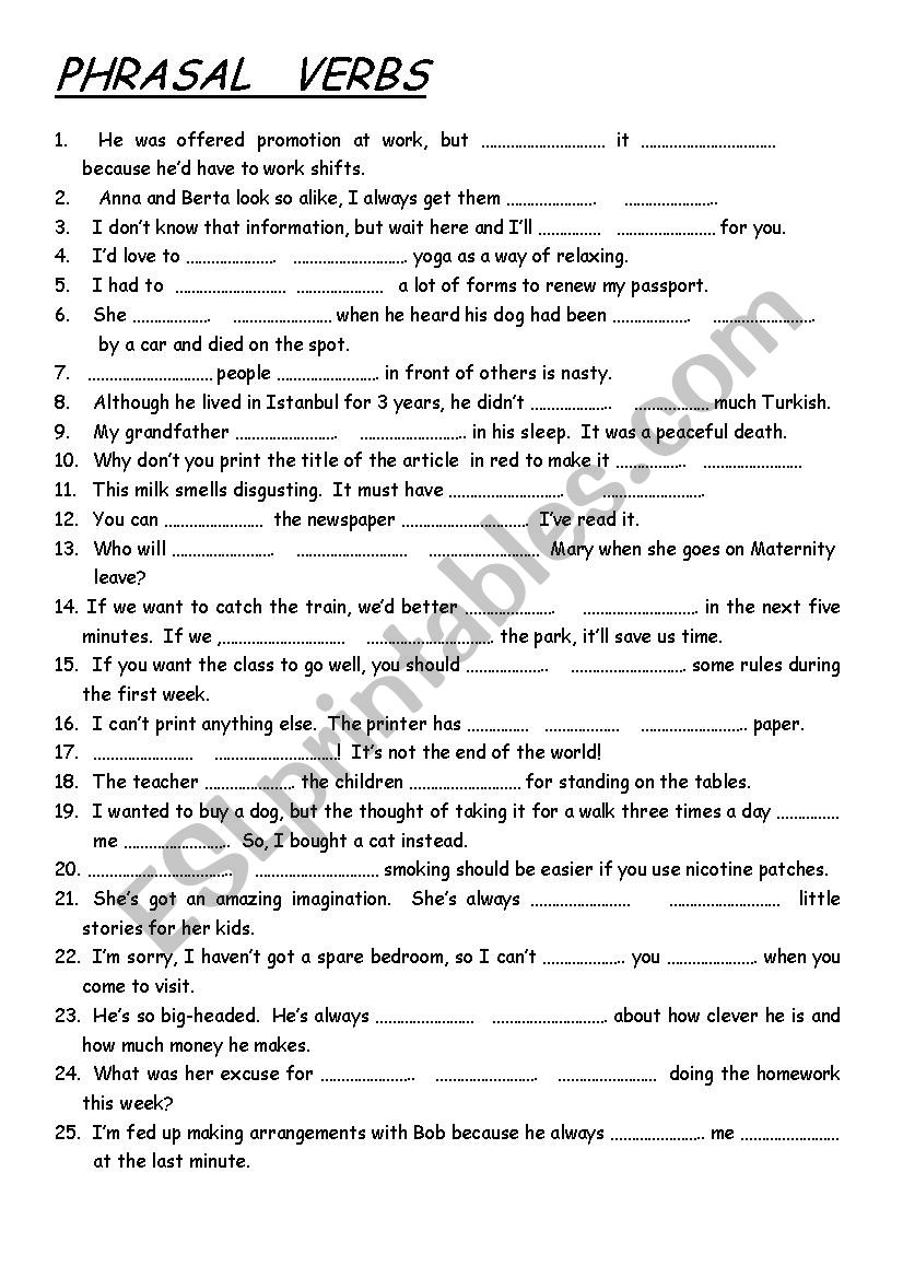 PHRASAL  VERBS worksheet