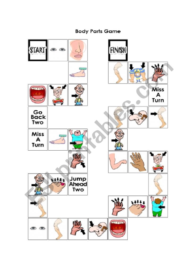 Body parts board game worksheet