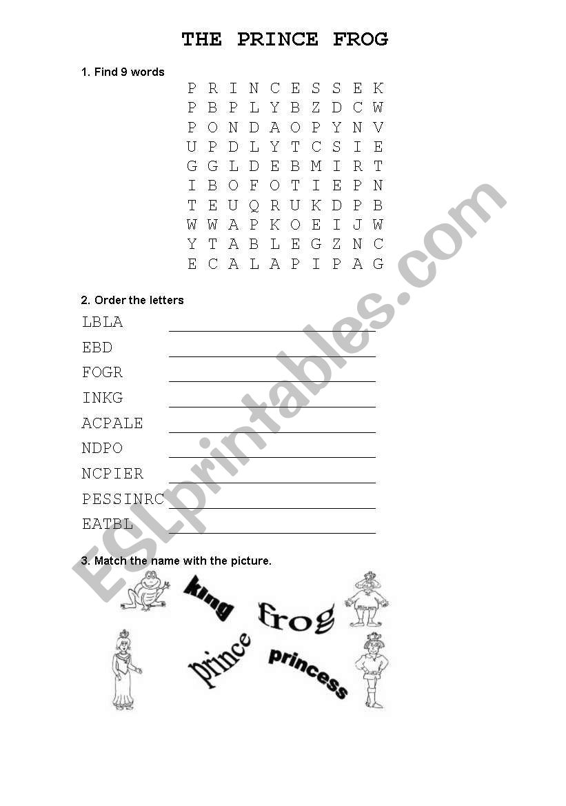 the prince frog worksheet