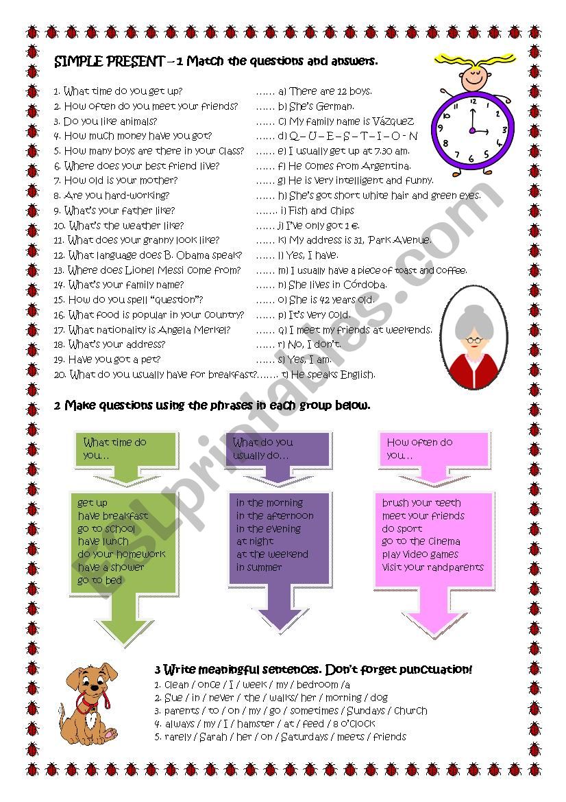 Present simple worksheet