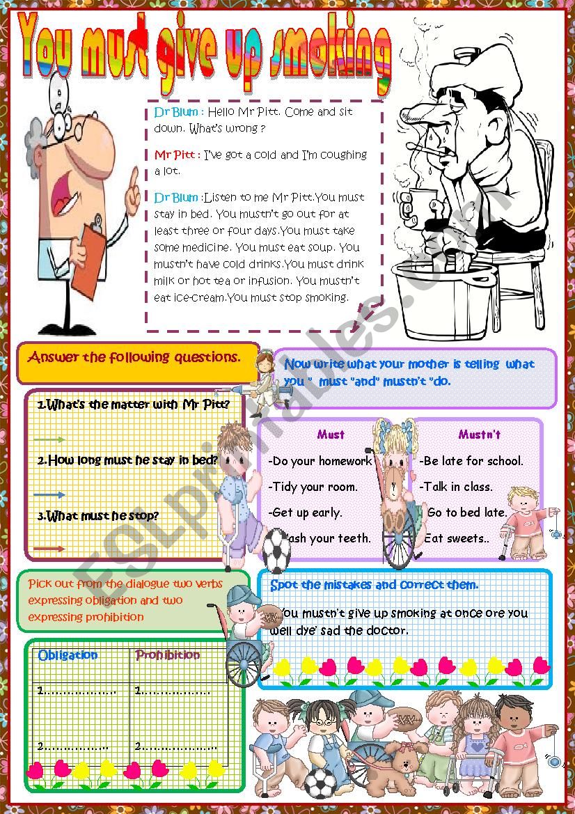 You must give up smoking. worksheet