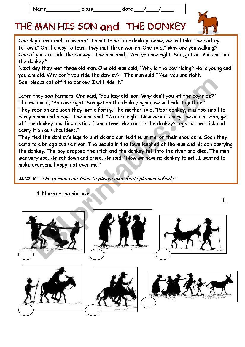 The man and his son worksheet