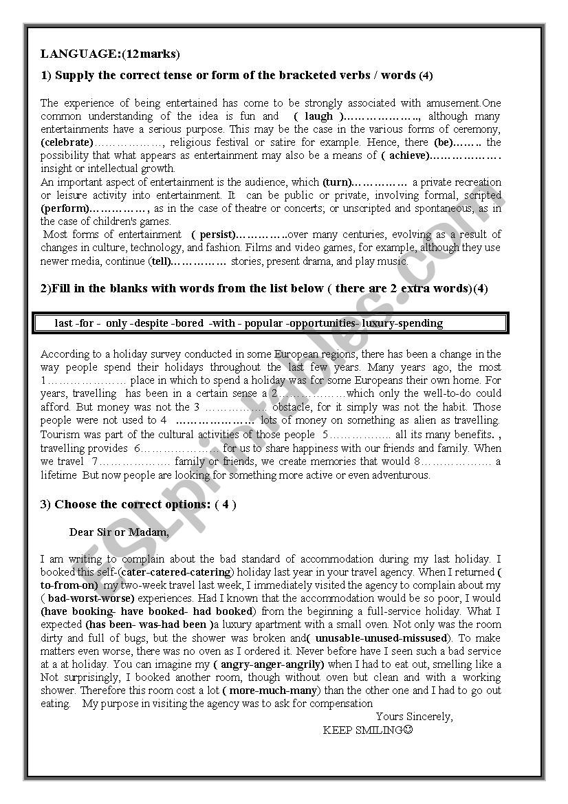 mid- terrm test (eco) worksheet