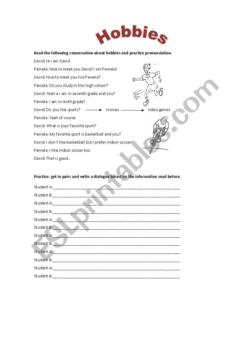 hobbies worksheet