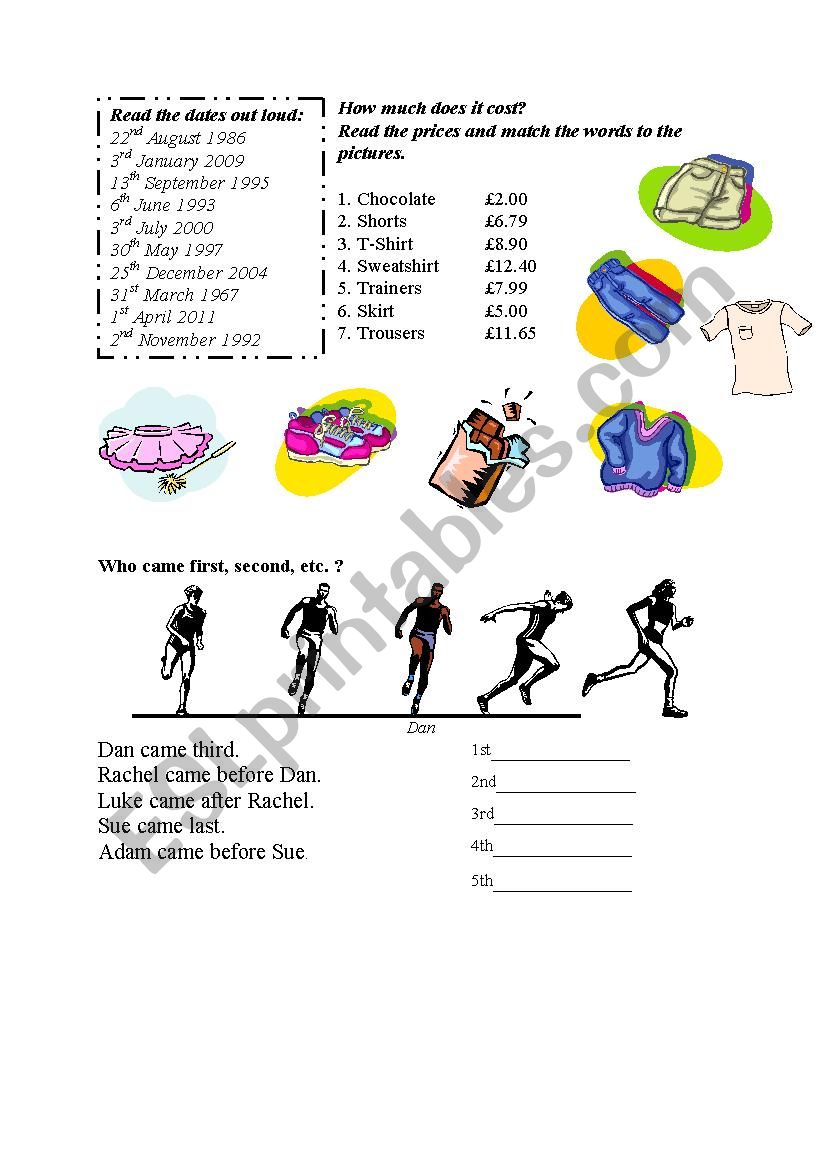 numbers worksheet