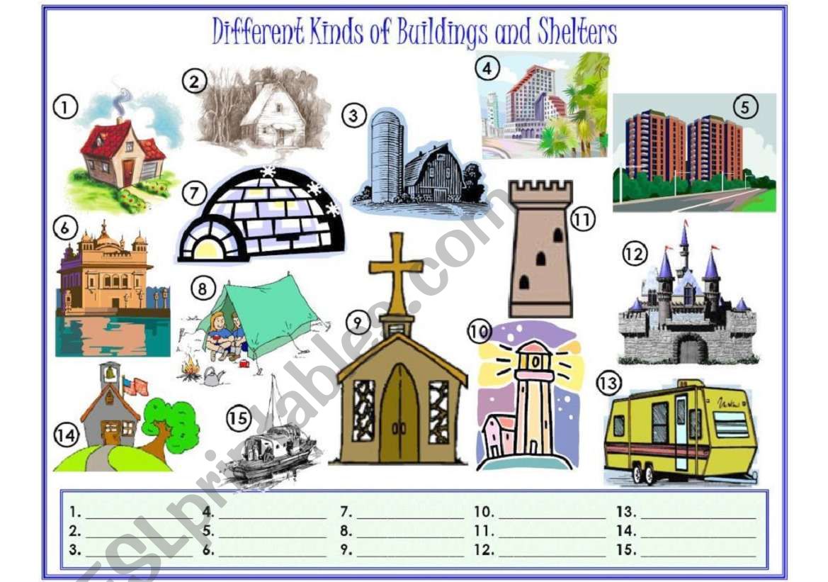 Buildings and Shelters Fill in the Blanks