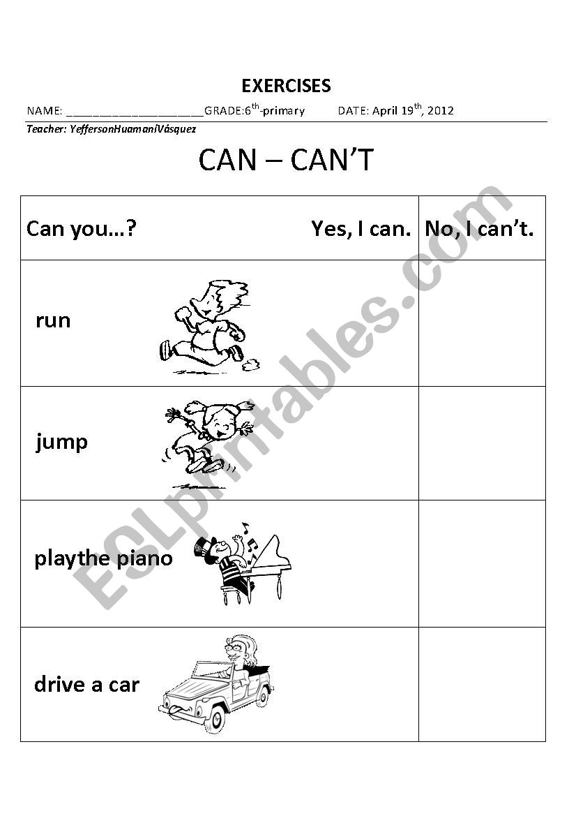 can - cant worksheet