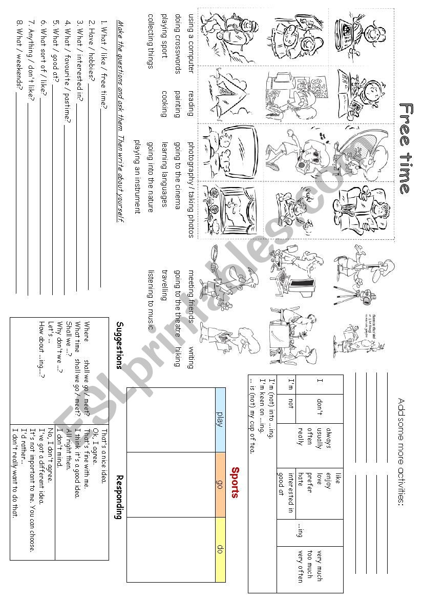 Free time worksheet