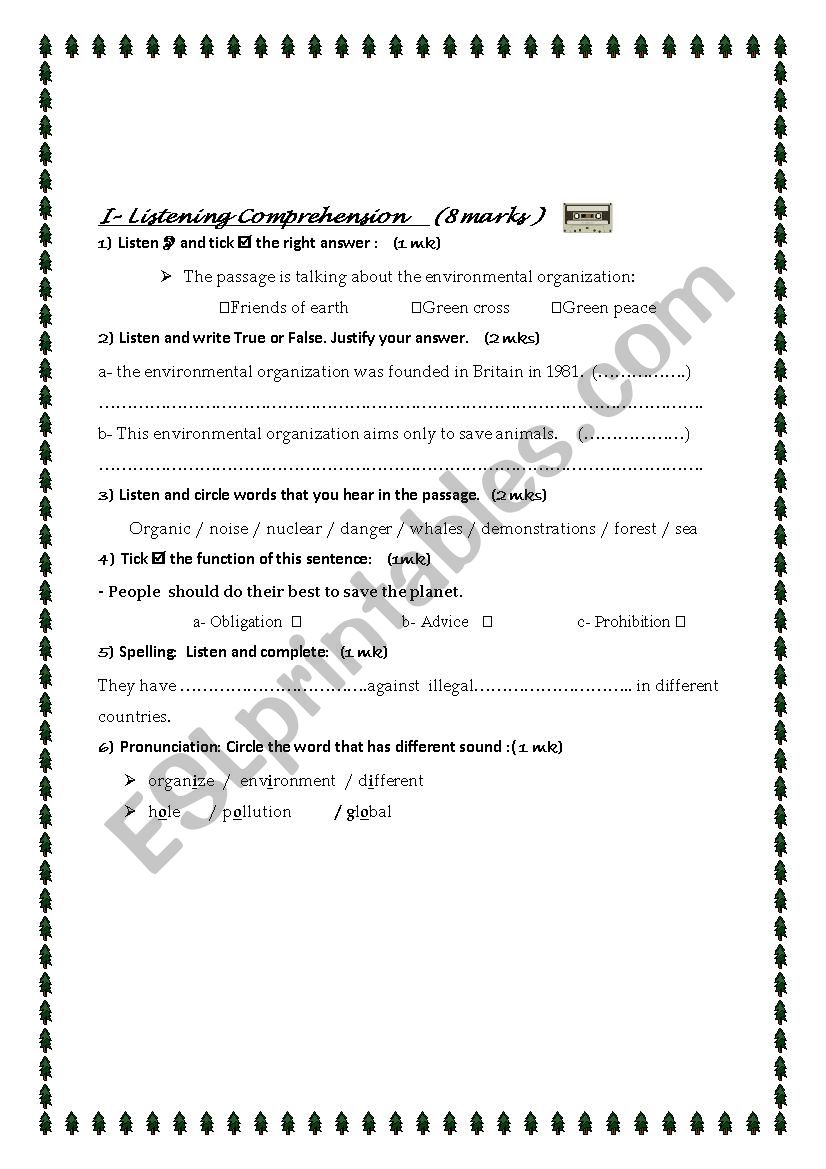 listening comprehension (9th form) 