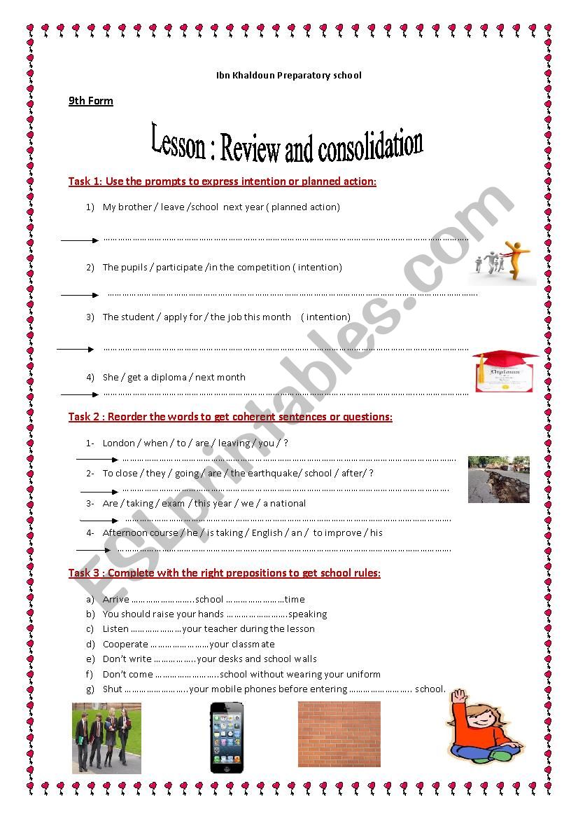 REVIEW AND CONSOLIDATION worksheet