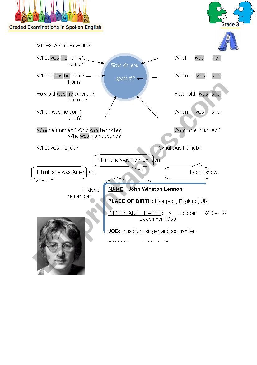 MITHS AND LEGENS worksheet