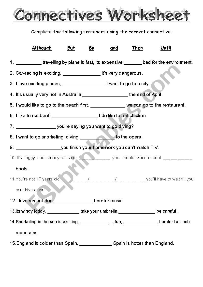 Connectives  worksheet