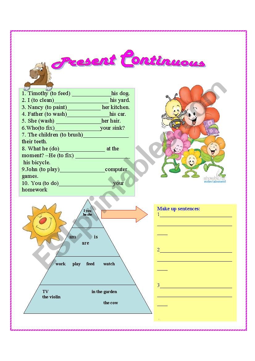 Present continuous worksheet