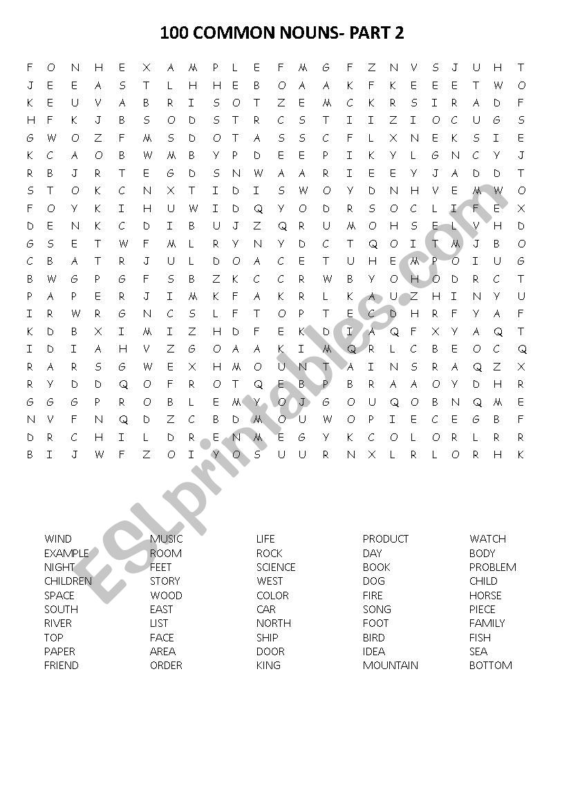 common nouns 2 worksheet