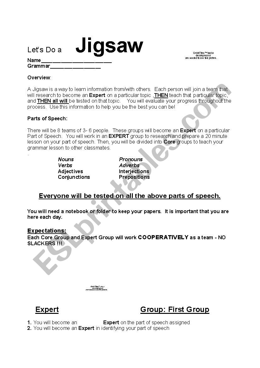 LetÂ´s Do a Jigsaw worksheet