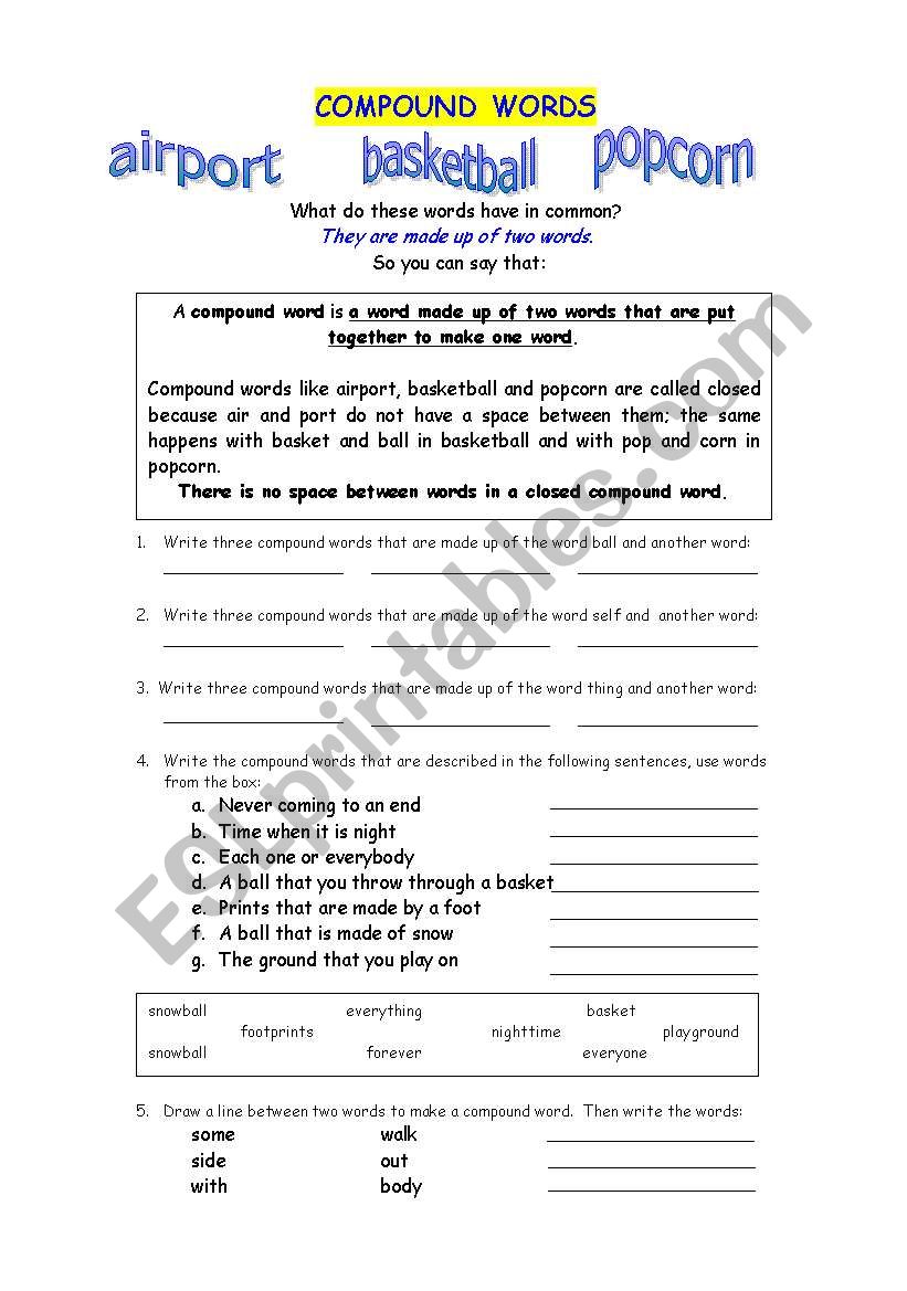 COMPOUND NOUNS worksheet