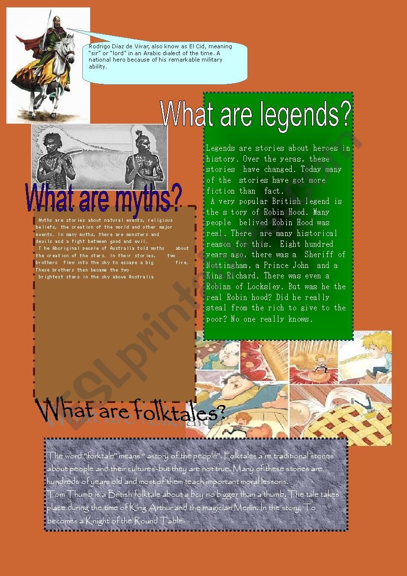 Myths and Legends worksheet