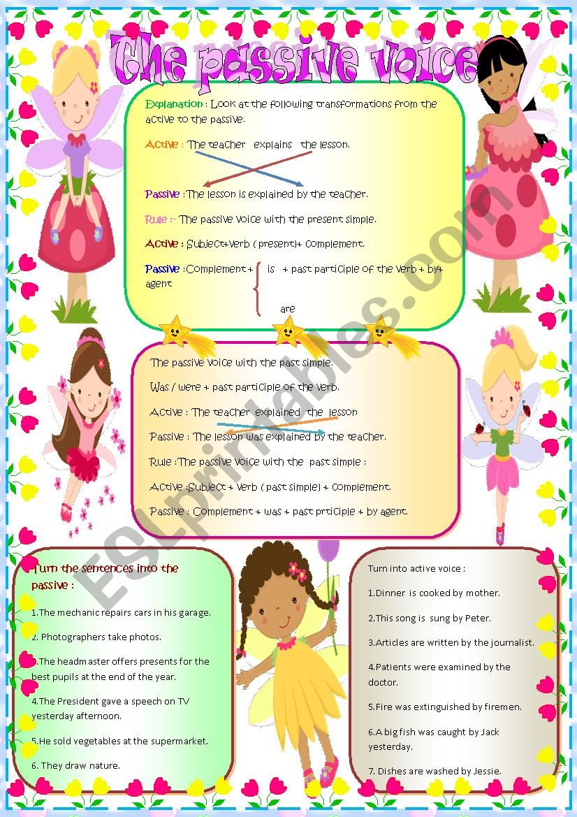 The passive  voice using the present and the past simple.