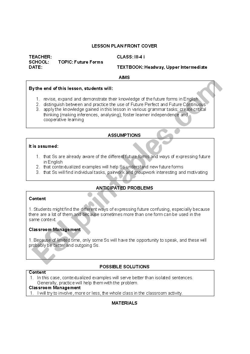 lesson plan worksheet