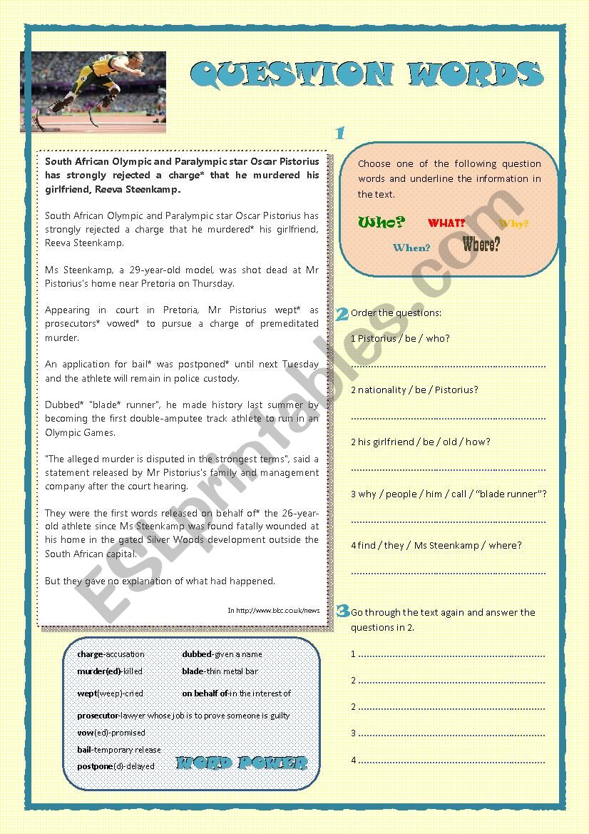 Question words worksheet