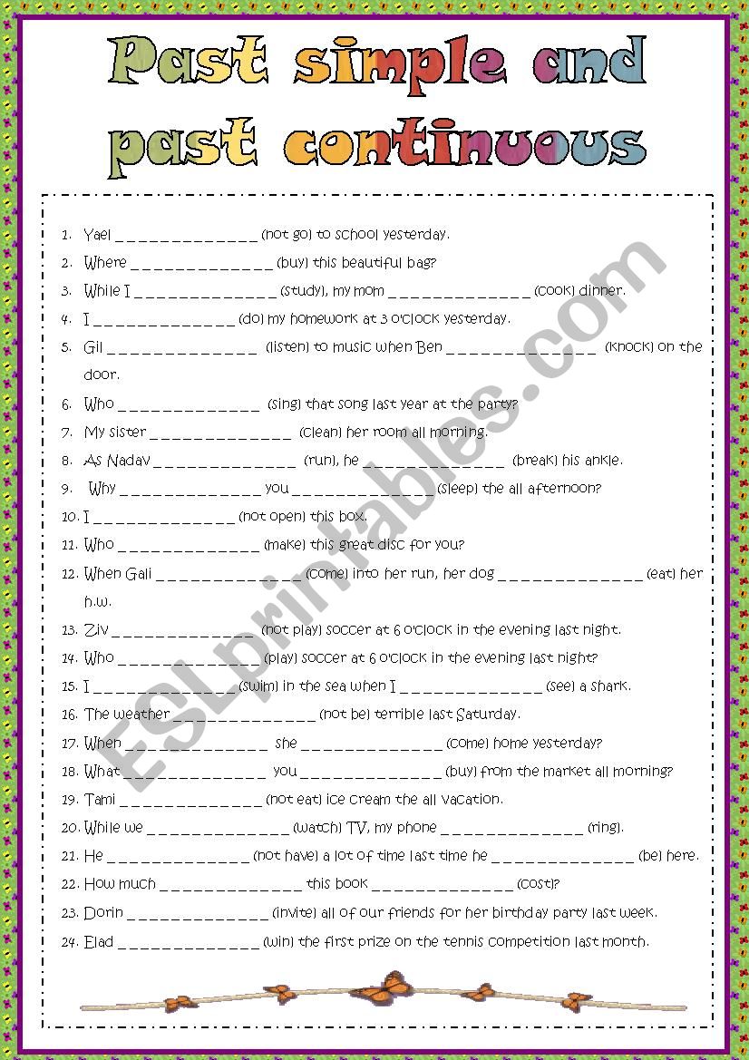 Past simple or continuous worksheet