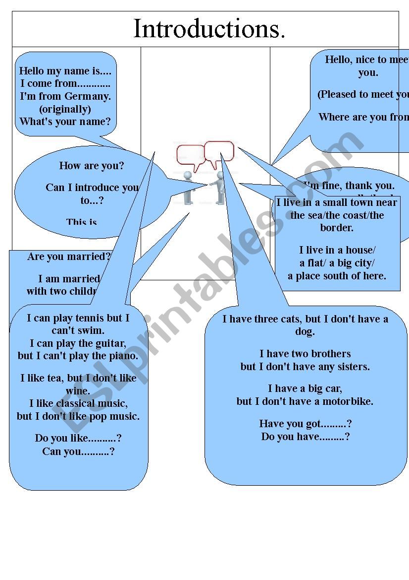 Introductions worksheet