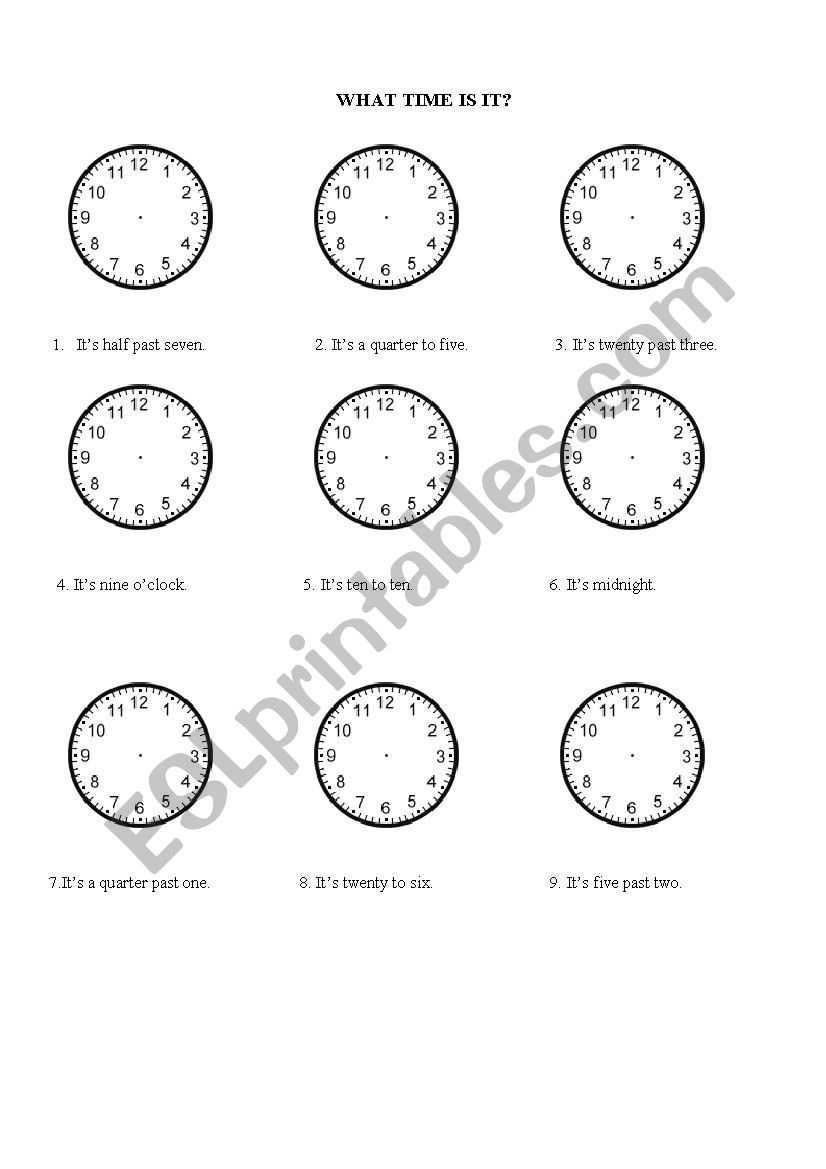 tellling time worksheet