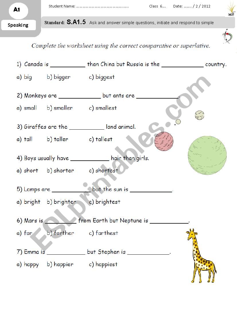 Adjectives worksheet