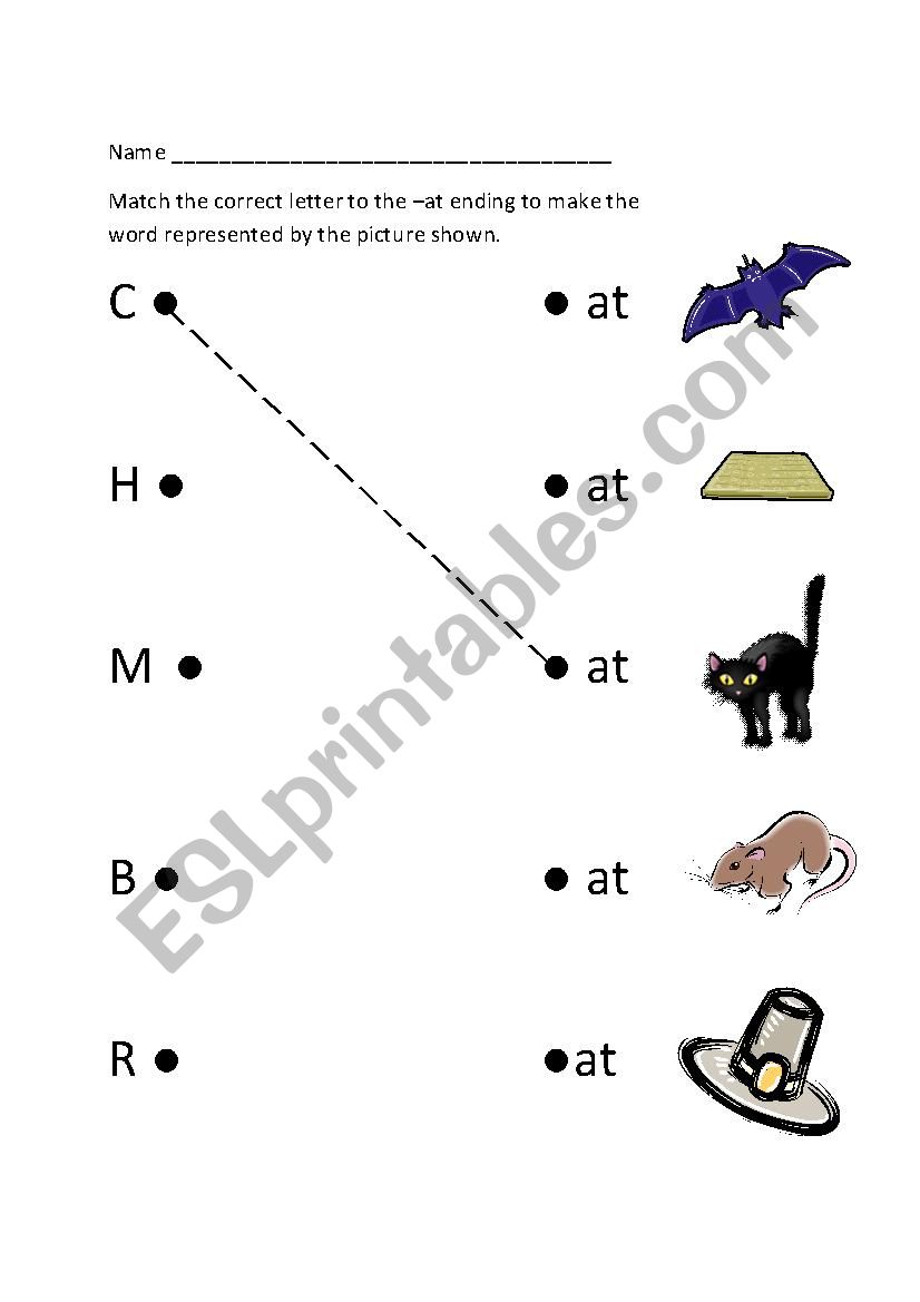 Words ending in -at worksheet