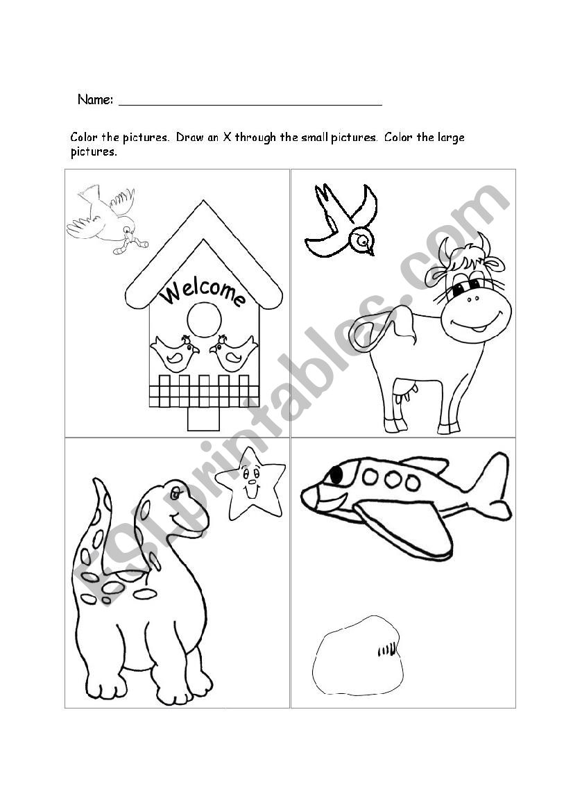 Small and big pictures worksheet