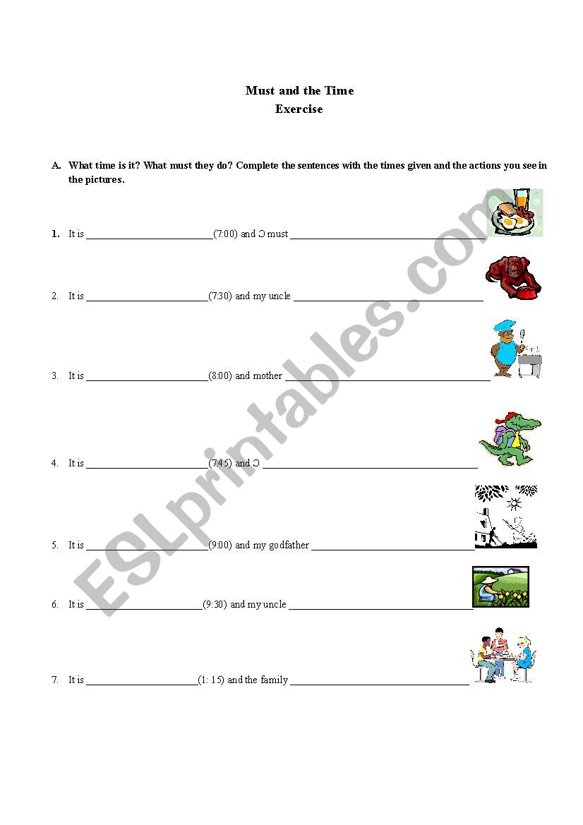 Must and the Time - Exercise worksheet
