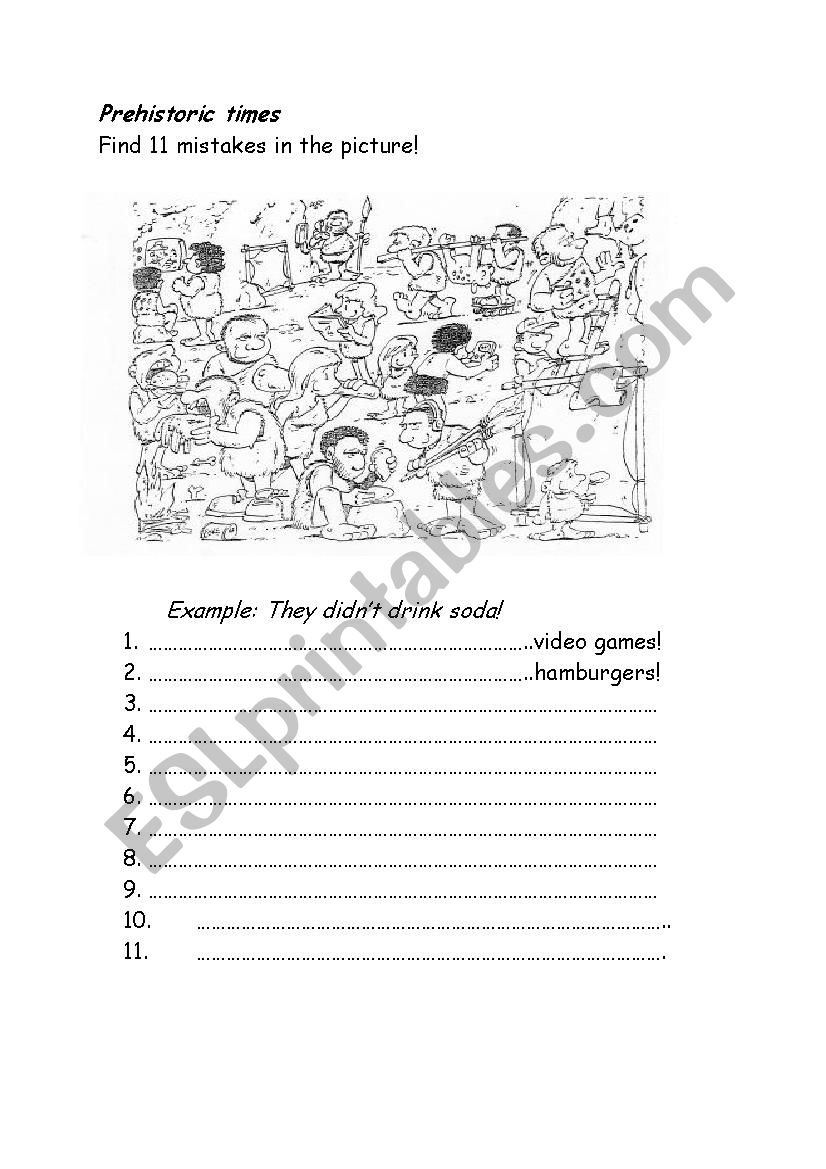 prehistoric times worksheet