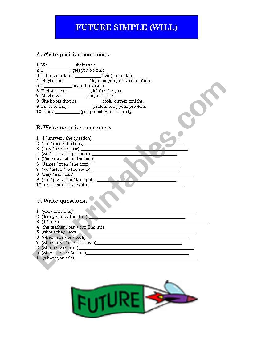 Future Simple (will) worksheet