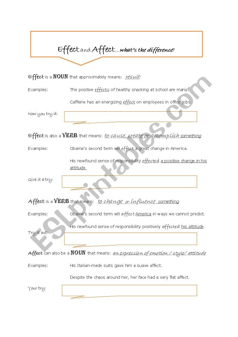 Effect and Affect: Whats the Difference?