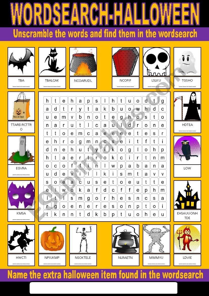 Halloween Wordsearch worksheet