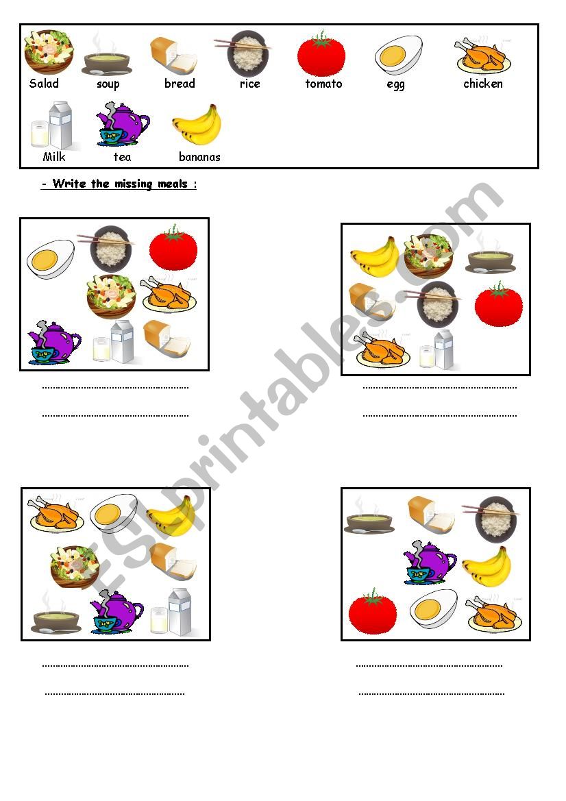meal worksheet