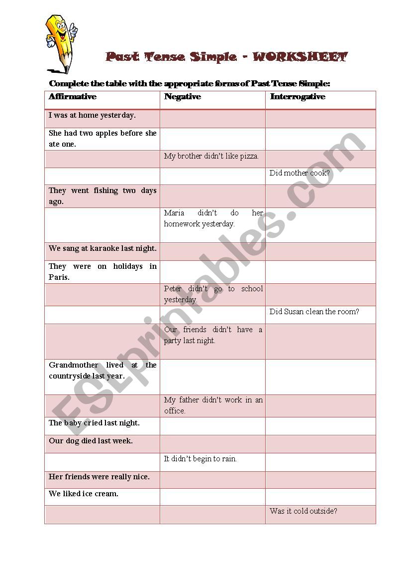 Past Tense Simple - Worksheet worksheet